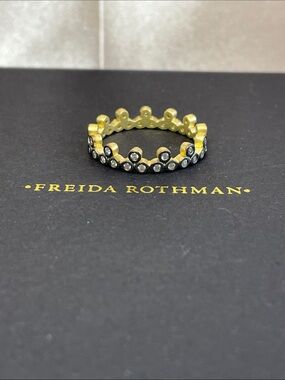 Freida Rothman Bezel Set Stacking Crown Ring Size 9 - NWT $150 MSRP